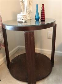 Round Glasstop Side table