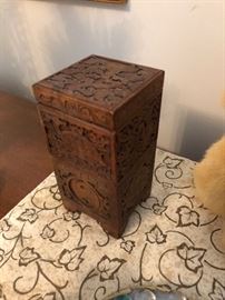 Oriental hand carved trinket box