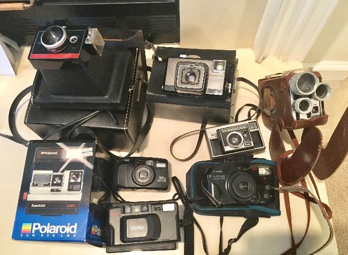 Vintage and modern cameras