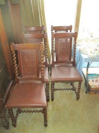 JOHN WIDDICOMB DINING CHAIRS, BARLEY TWIST, EARLY 1900'S