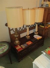 CEDAR CHEST AND TABLE LAMPS