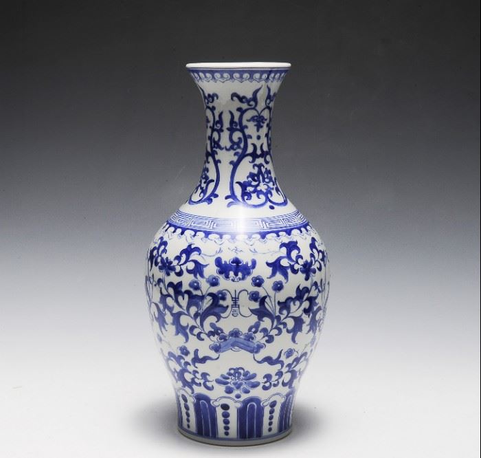 Blue & White Ceramic Chinese Vase