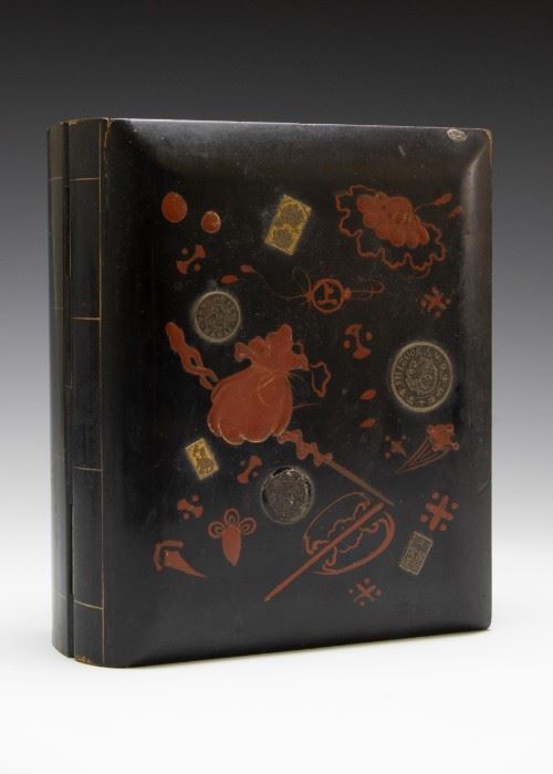 Japanese Kanai Lacquer Book Form Box, Meji Period