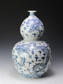 Blue & White Hulu Form Vase