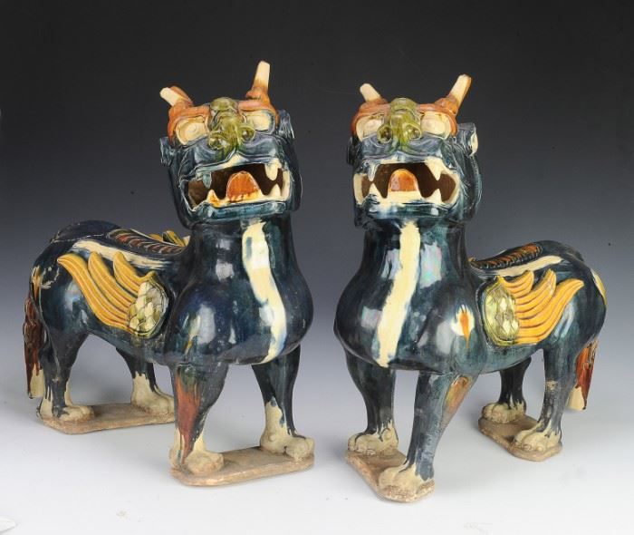 (2) Terracotta Griffins, Modern Chinese