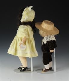 (2) 1920s Composition Boy & Girl Dolls