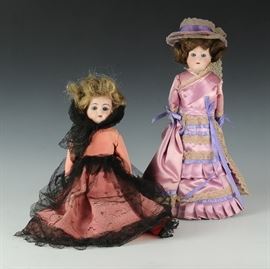 (2) German Shoulder Head Doll Ruth and Mabel