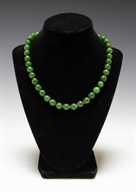Green Jade Necklace with 14K Gold Clasp
