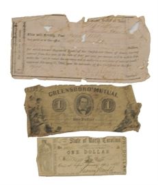 (2) North Carolina Civil War Era Bank Notes