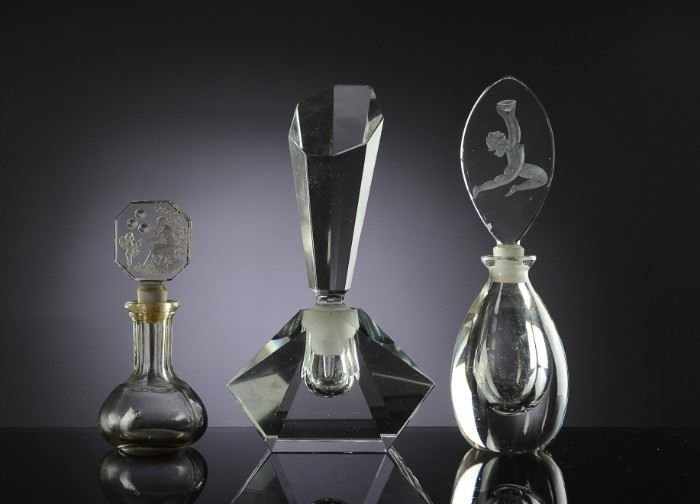 (3) Glass Perfume Bottles Inc. Hoffman, Czech
