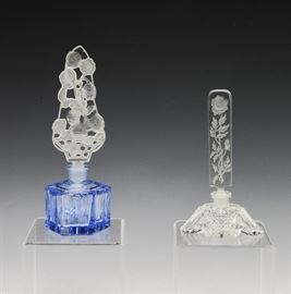 (2) Art Deco Czech Glass Perfume Bottles