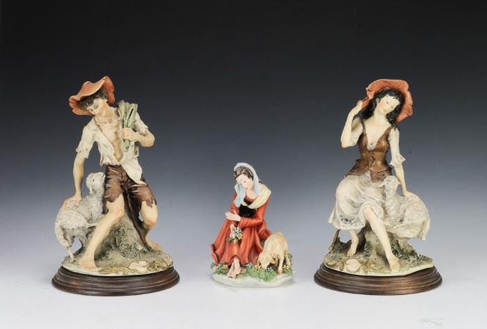 (3) Capodimonte Porcelain Figures with Sheep