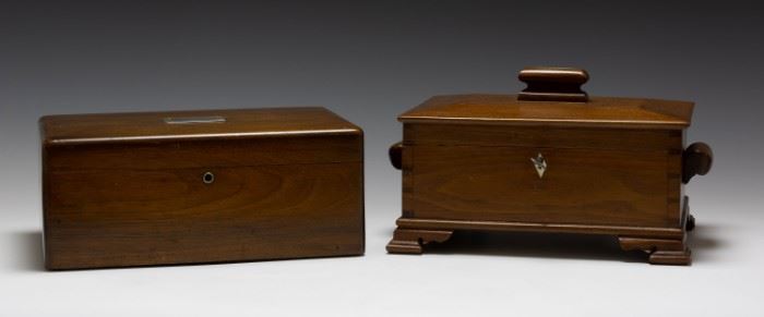 (2) Wood Humidor & Footed Small Chest