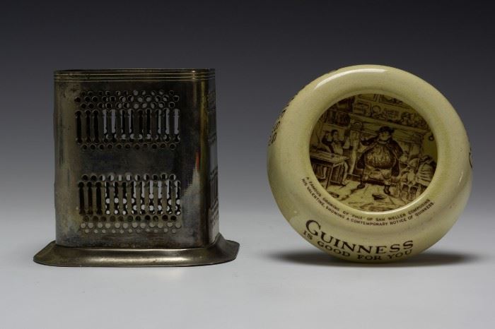 Silverplate Jack Daniels Holder & Guinness Ashtray