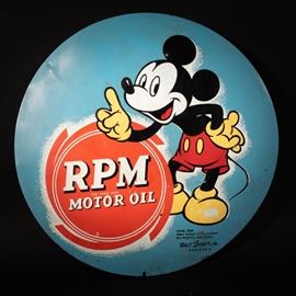 1939 RPM Motor Oil Sign with Mickey Mouse