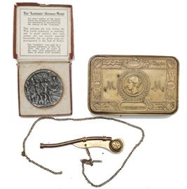 (3) WWI Memorabilia Tin Whistle Medal