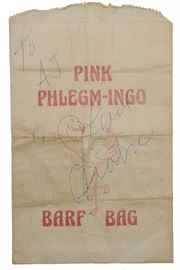 Pink Phlegm-ingo Barf Bag Autographed by Divine