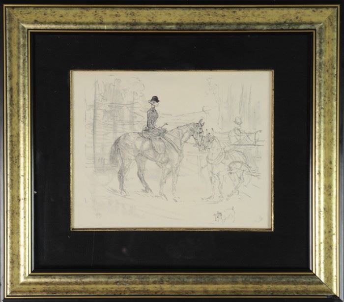 Litho of Woman on Horseback by Toulouse-Lautrec