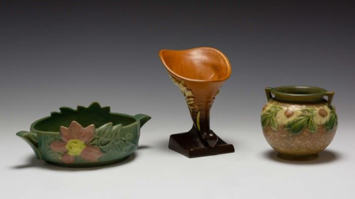 (3) Roseville Pottery Bowls & Vase