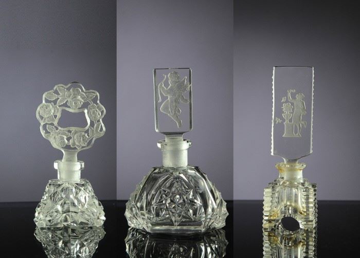(3) Czechoslovakian Perfume Bottle Intaglio