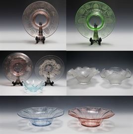 (9) Cambridge Fenton Glass Platters & Bowls