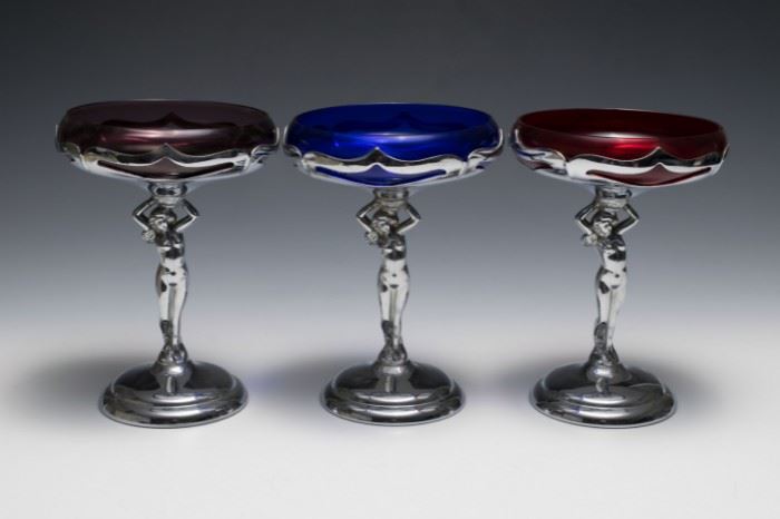 (3) Cambridge Glass - Farber Compotes