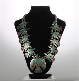 Zuni Thunderbird Squash Blossom Necklace