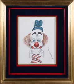 Red Skelton Drawing on Linen Clown America