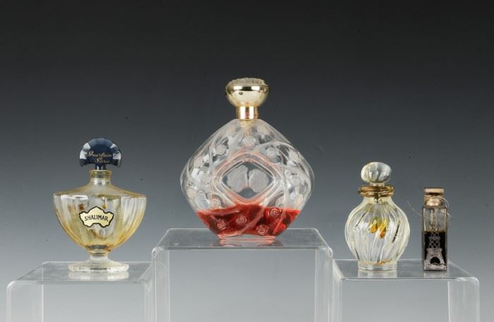 (4) Perfume Bottles Lalique, Baccarat etc