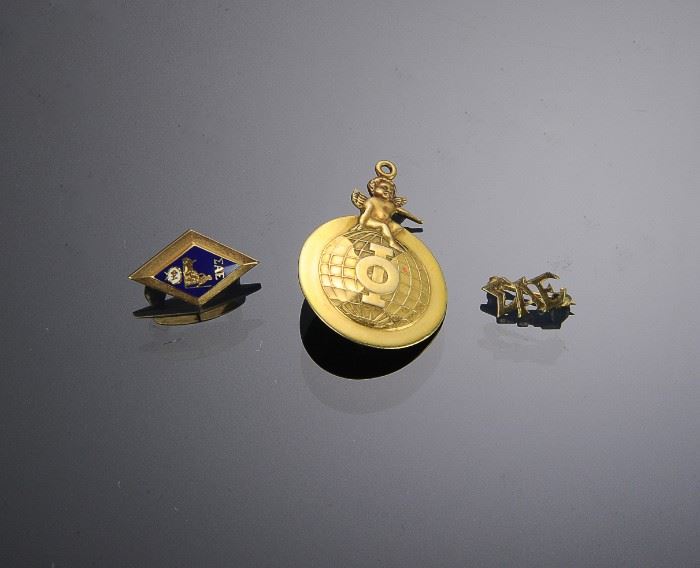 (3) Gold Sorority & Fraternity Pins