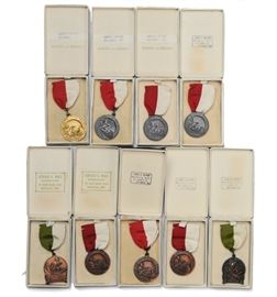 1914-16 Canoeing Medals Gold, Silver, Bronze