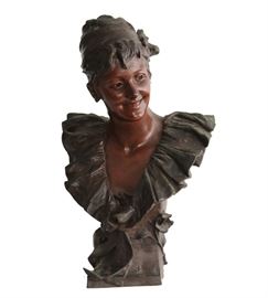 Art Nouveau Bronze Bust - Georges Van der Straeten