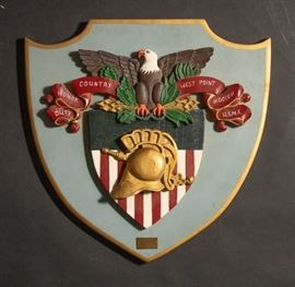 Carved Polychrome West Point Coat of Arms