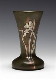 Heintz Sterling Over Bronze Arts & Crafts Vase
