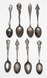 (8) Antique American 925 Silver Souvenir Spoons
