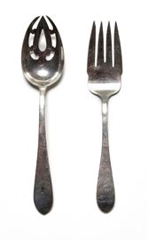 Sterling Silver Salad Fork and Slotted Spoon