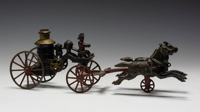 Cast Iron Horse Drawn Steam Fire Wagon by Hubley