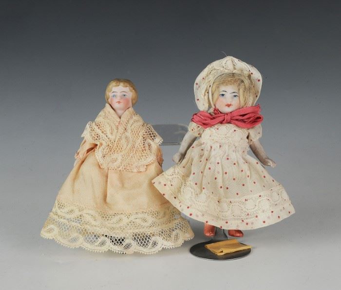 (2) Bisque Doll House Size Dolls
