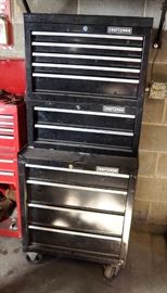 Craftsman Two Piece Tool Box On Wheels 60"H x 26.5" x 18" With Keys And Contents, Wrenches, Sockets, Pliers, Hammers And More