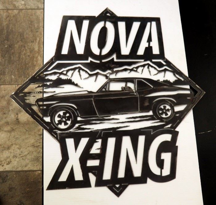 Plasma Cut Steel Wall Art, Nova X-ing Sign, 24"H x 24"W