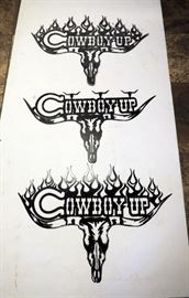 Plasma Cut Steel Wall Art, "Cowboy Up" Long Horns 19" x 26"