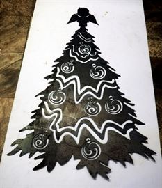 Plasma Cut Steel Wall Art, Christmas Tree 48" x 31"