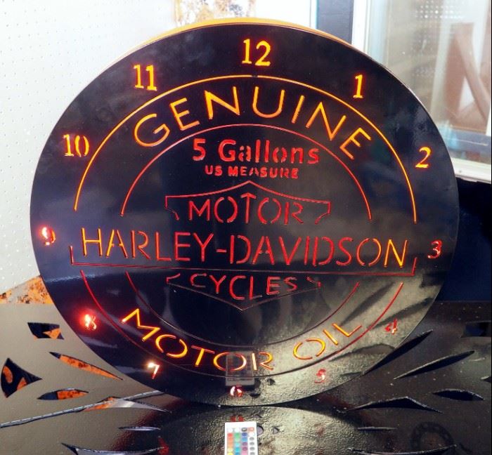Plasma Cut Steel Harley Davidson Multi-color Lighted Sign With Remote 24"Dia