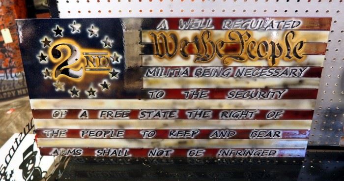 Plasma Cut Steel Wall Art, Second Amendment Flag 16" x 331"