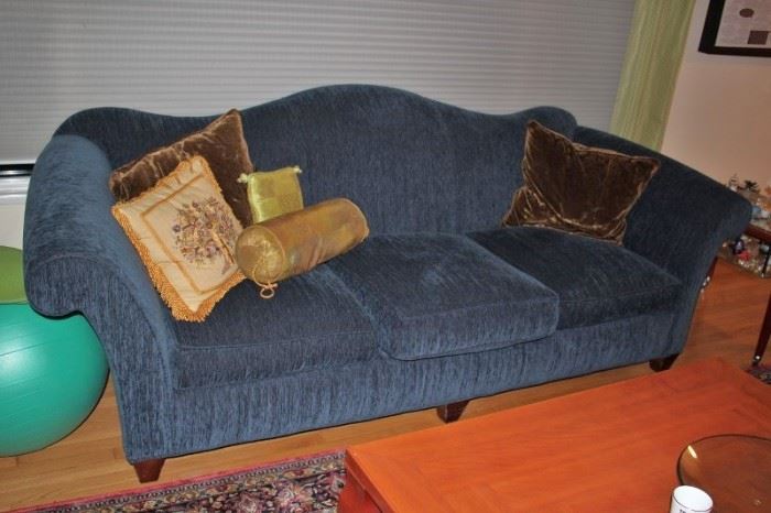 Cool Blue Sofa with Decorative Pillows