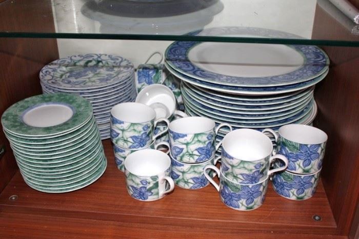 Colorful Dish Set in Blues and Greens
