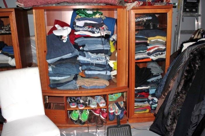 Loads of Women’s and Men’s Clothes, many Designer Shoes and Cabinet