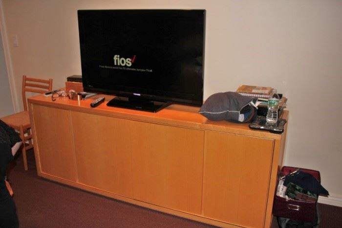 Office Credenza and Flat Screen TV