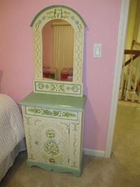PAINTED CABINET & MIRROR