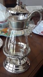 Crystal Pitcher w Silver Spout